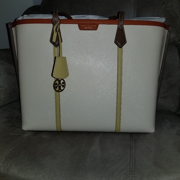 TORY BURCH COLOR BLOCK PERRY TRIPLE COMPARTMENT TOTE - Picture 3 of 14
